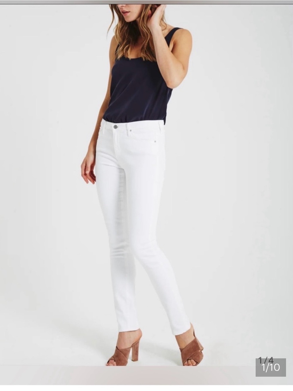 Adriano Goldschmeid Prima mid rise cigarette jeans raw edge hem white Size 30R.